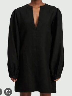 NWT| Matin Black V-Neck Long Sleeve Shift Dress